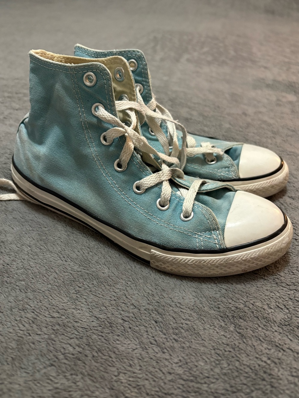 Converse Kids High-Top Canvas Sneakers in Light Blue and White